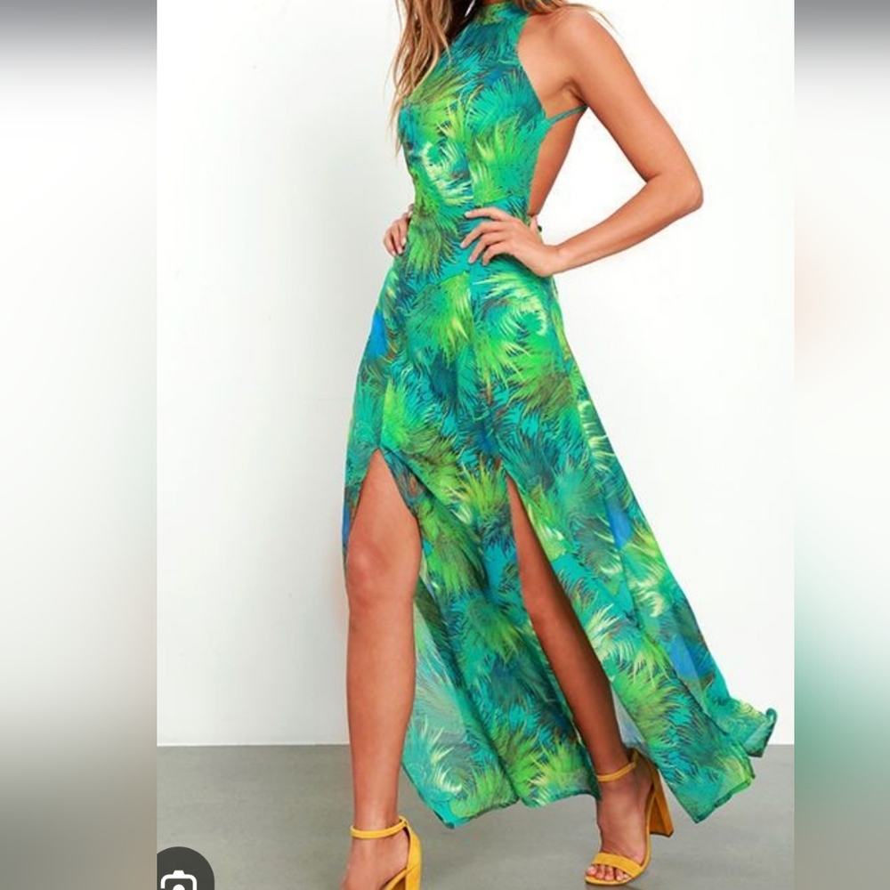 Lulu's Vibrant Green Backless Maxi Dress